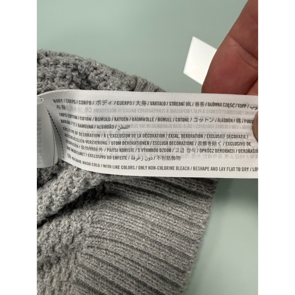 Hollister Cable Knit Pullover Sweater Womens L Gray V-Neck Casual CozyCore - Picture 9 of 16
